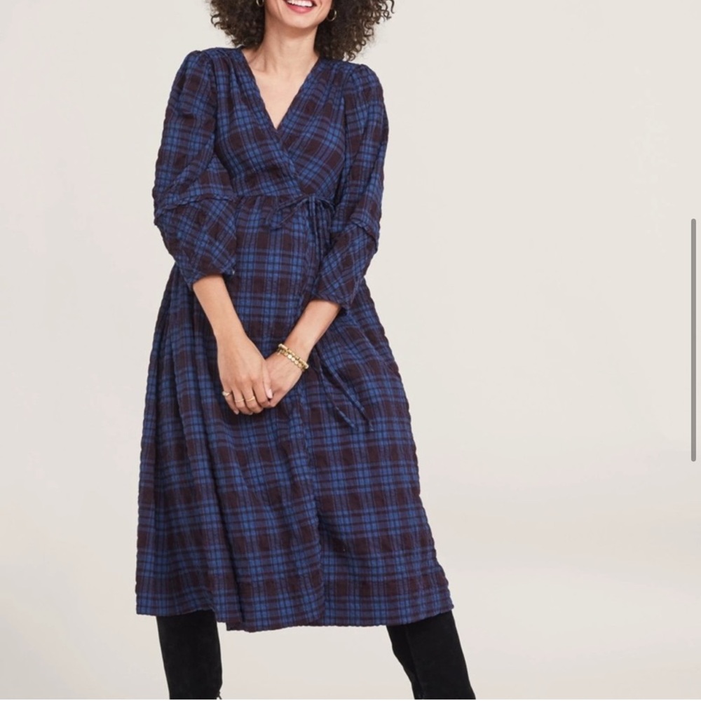 EUC. HATCH maternity Kimia plaid wrap dress